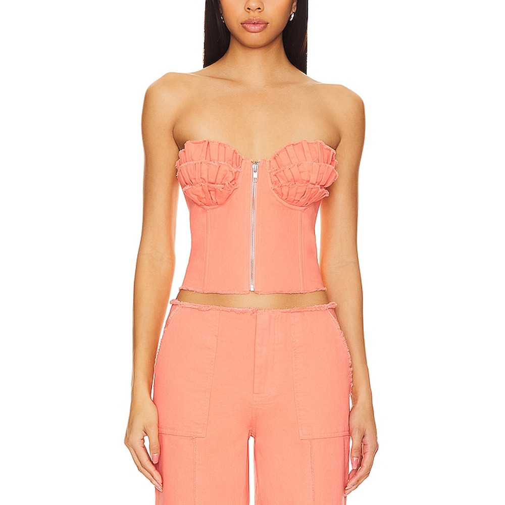 Lovers And Friends 'Dujakovi? Bruna' Orange Twill Bustier Top Size S